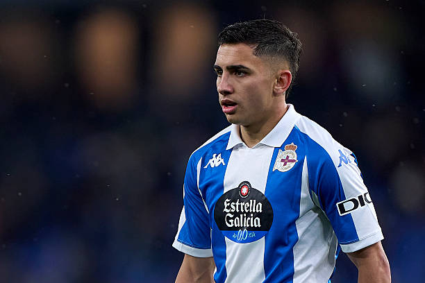 Yeremay Hernandez of RC Deportivo de La Coruna looks on during the La Liga Hypermotion match between RC Deportivo de La Coruna and Albacete Balompie at Estadio Abanca Riazor in A Coruna, Spain, on May 5, 2025. (Photo by Jose Manuel Alvarez Rey/JAR Sport Images/NurPhoto via Getty Images)