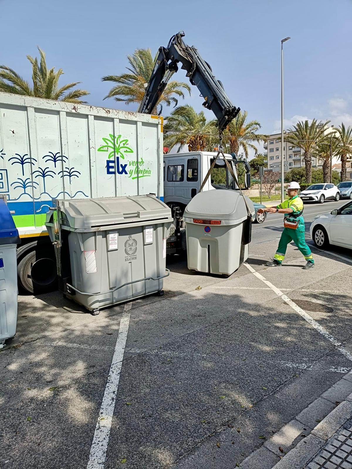Contenedor basura marrón Elche pedanías 2025