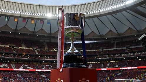 MADRID, SPAIN - APRIL 21:  King Cup trophy displayed prior the Spanish Copa del Rey Final match between Barcelona and Sevilla at Wanda Metropolitano on April 21, 2018 in Madrid, Spain.  (Photo by Quality Sport Images/Getty Images)